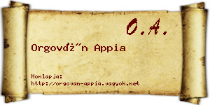 Orgován Appia névjegykártya